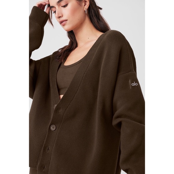 Alo Yoga Scholar Cardigan Sweater Expresso M - Picture 4 of 15